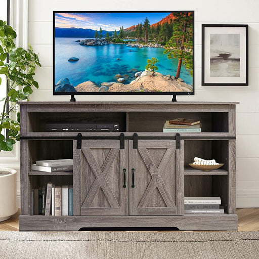 65 Inch Farmhouse TV Stand with Sliding Doors