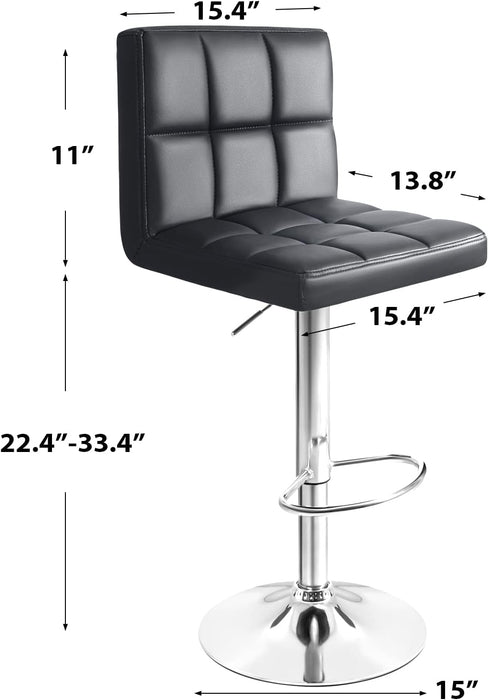 Modern PU Leather Adjustable Barstools Set of 2