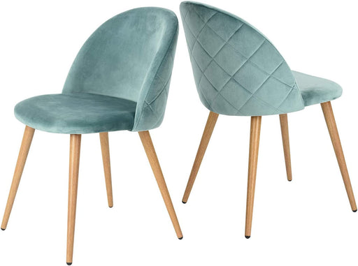 Set of 2 Velvet Dining Chairs, Aqua