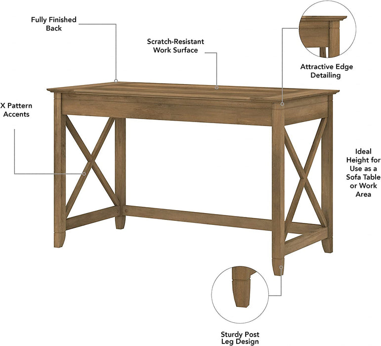 Key West Writing Desk with File Cabinet, 5 Shelf Bookcase