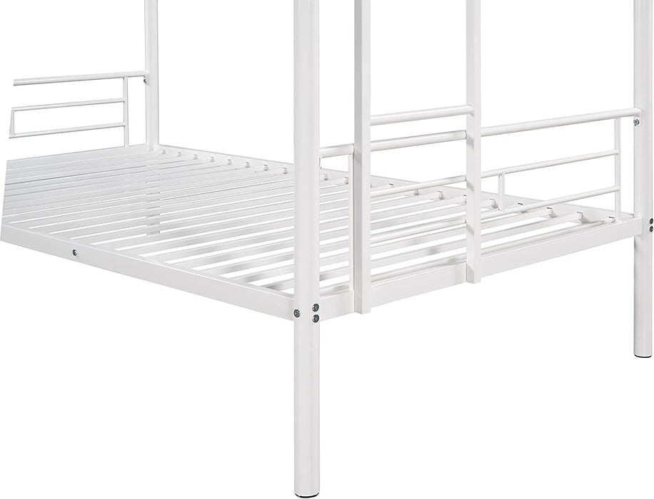 Metal Bunk Bed Twin over Twin, 2 Ladders, Space Saving, White