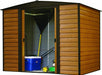 Shed WR65 Steel 6 X 5 Ft. Low Gable Galvanized Coffee/Woodgrain Storage Shed, Wood Grain