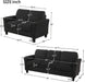 2-Piece Linen Fabric Upholstered Living Room Furniture Set, Including 3-Seater Sofa and Loveseat Sofa with Seat and Back Cushions, Black