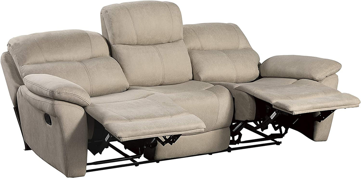 Lapointe Wall-Hugger Manual Double Reclining Sofa, Tan