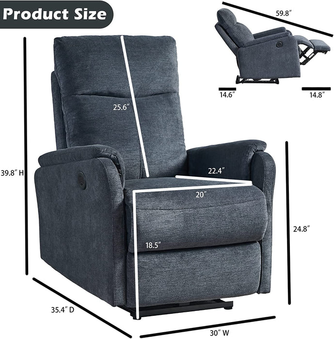 Electric Power Recliner for Small Spaces, Gray