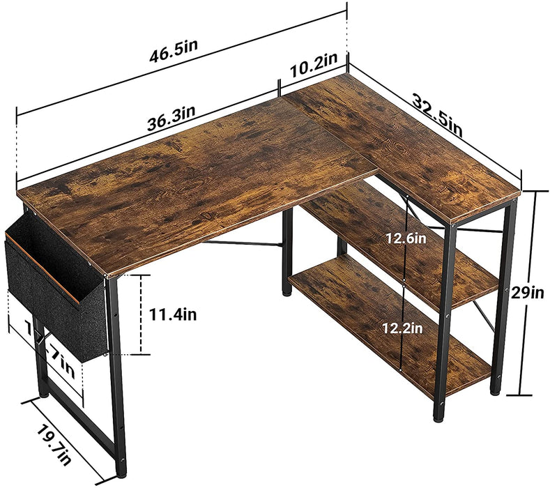 Small L-Shaped Desk with Reversible Storage Shelves