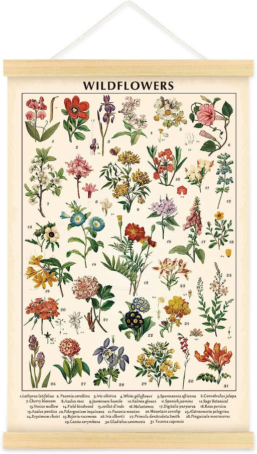 Colorful Vintage Wildflower Wall Art Poster