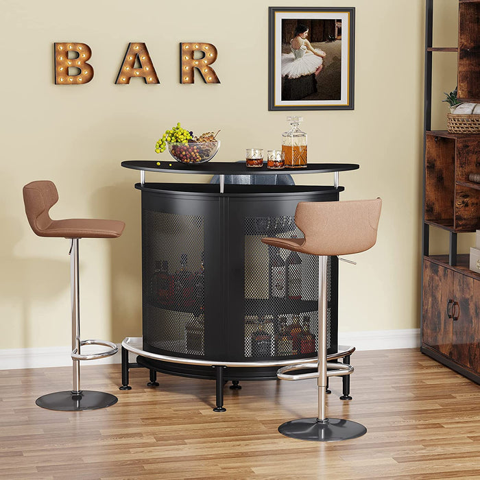 Black Home Liquor Bar Table with Storage