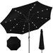 10Ft Solar LED Lighted Patio Umbrella W/ Tilt Adjustment, Uv-Resistant Fabric - Black