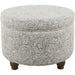 Gray Floral Storage Ottoman for Home Decor