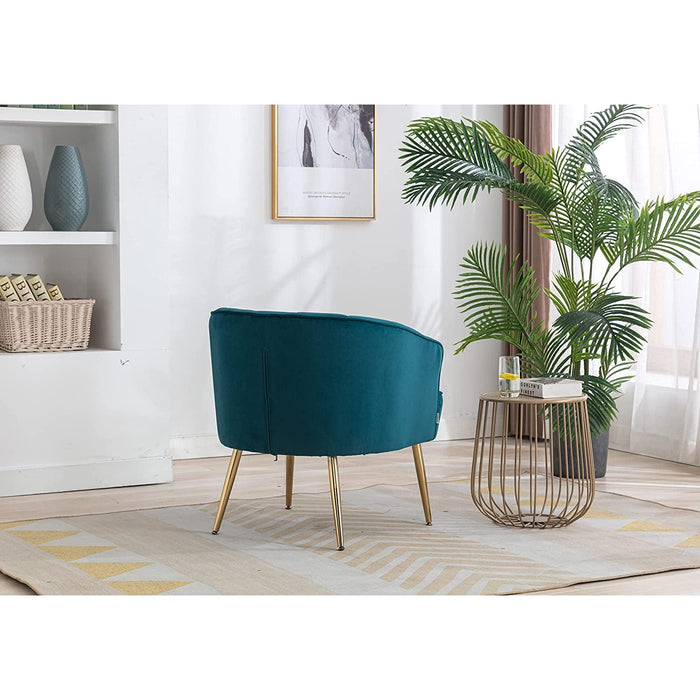 Teal Velvet Accent Chair with Golden Legs