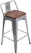 Low Back Metal Counter Stool with Wooden Seat Set of 4