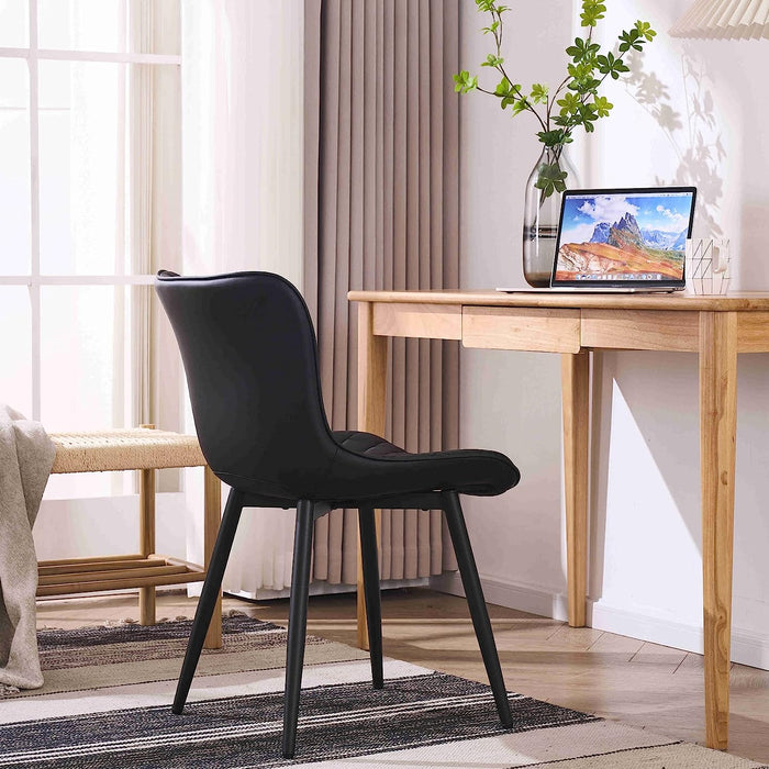 Modern Dining Chairs Black PU Upholstered