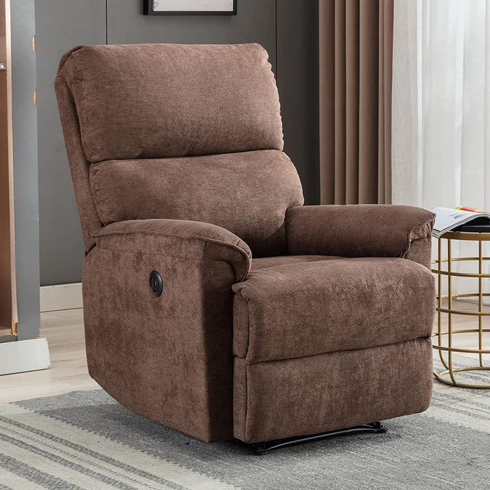 Power Recliner Chair, Electric, Breathable Fabric, Brown