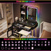 Black Makeup Vanity Set with RGB LED Lighted Mirror