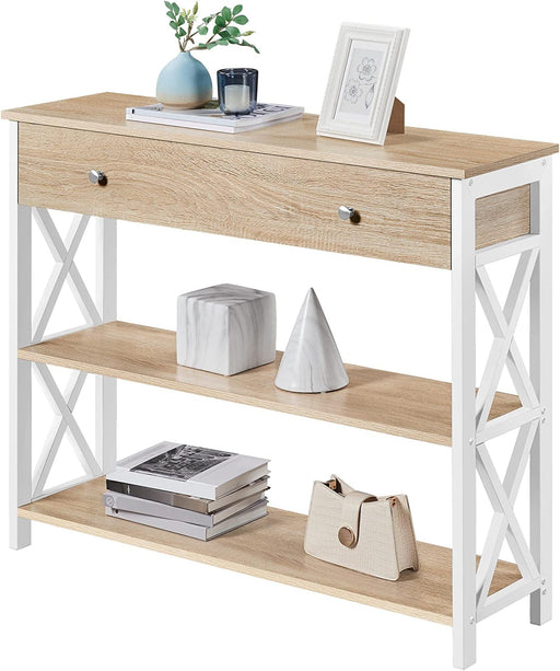 Narrow Console Table with Drawer and Shelves