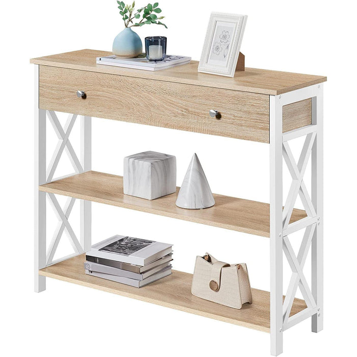 Narrow Console Table with Drawer and Shelves