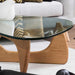 Mid Century Glass Top End Table - Light Walnut