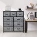 Steel & Wood 9-Drawer Dresser with Gray/Black Bins