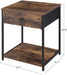 Rustic Brown and Black Nightstand with Drawer and Shelves