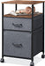Rustic Brown Rolling File Cabinet with Open Storage