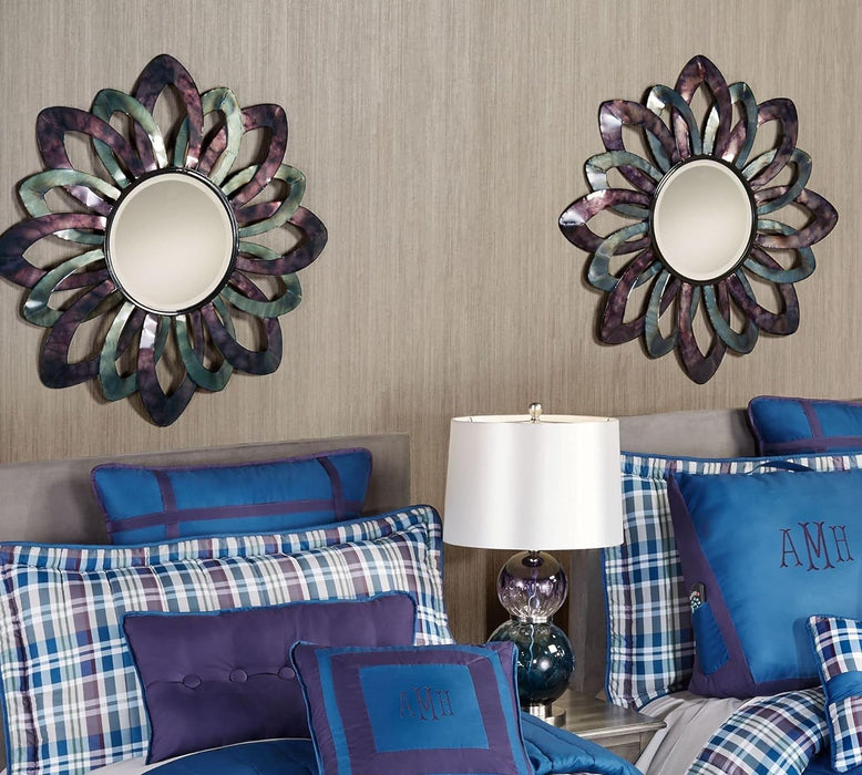 Alira Wall Mirror Multi Cool | Contemporary Style Floral Blossom | Made of Metal with Glass | Openwork Petal Designs