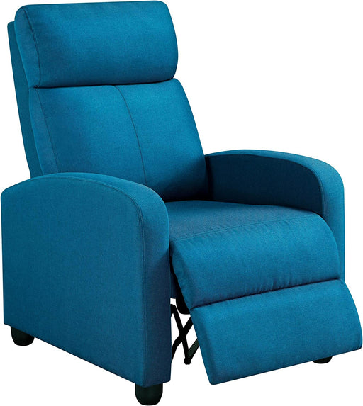 Fabric Push Back Recliner Chair, Pocket Spring, Blue
