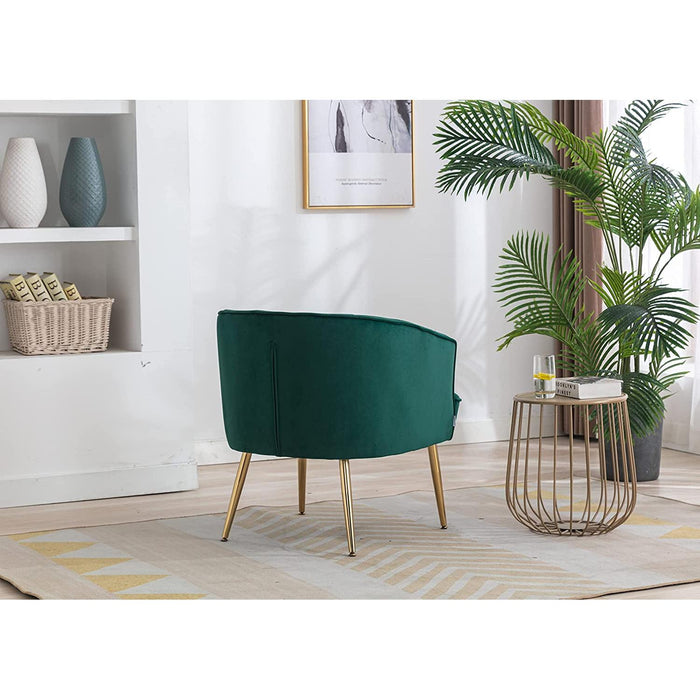Green Velvet Accent Chair with Golden Legs