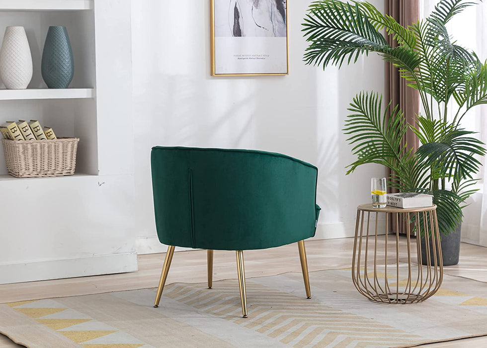 Green Velvet Accent Chair with Golden Legs