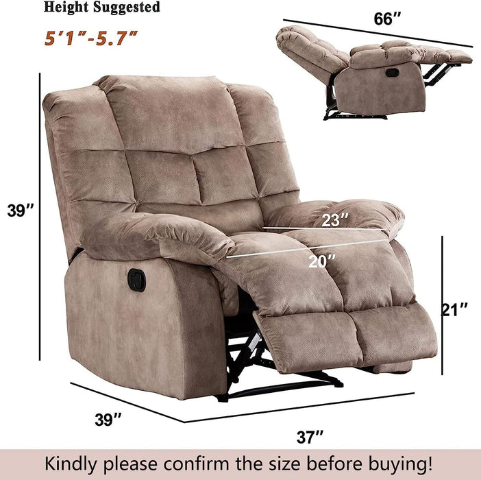 Single Breathable Fabric Reclining Chair for Living Room (Apricot)