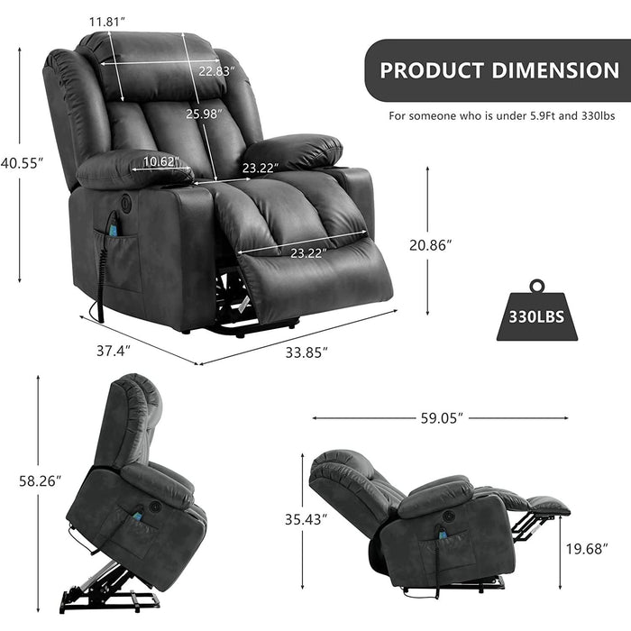 Electric Recliner Chair for Seniors, Grey