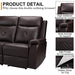 2 Seater Recliner Sofa - Double Reclining Loveseat with Massage & Heating - PU Leather Manual Home Theater Seating Manual Recliner Motion Living Room Chair