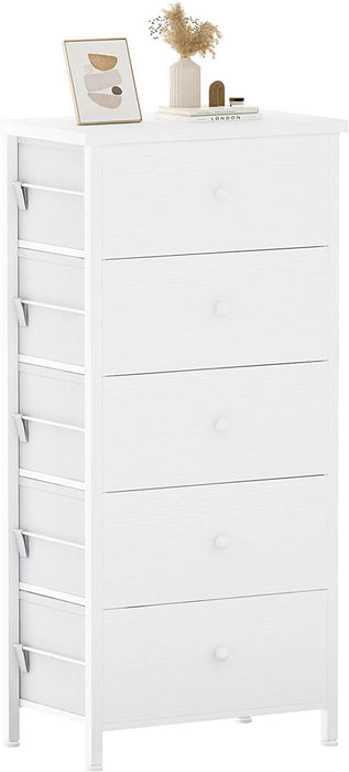 Tall White Fabric Dresser Storage Tower