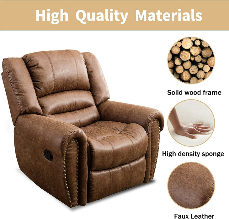 Leather Recliner Chair, Manual, Nut Brown