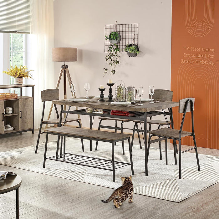 Drift Brown Wooden & Metal 6-Piece Dining Set