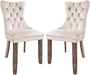 Solid Wood Dining Chairs with Nailhead Back (Set of 2, Beige)