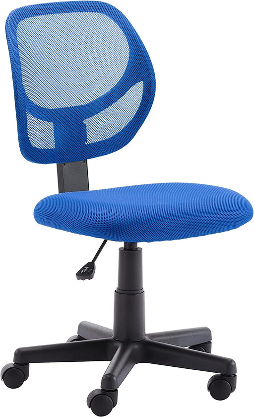 Blue Swivel Office Chair with Low-Back Design