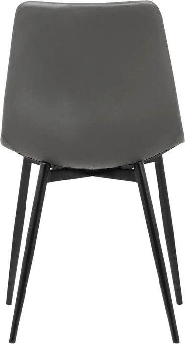 Monte Contemporary Dining Chair, Faux Leather, Black Powder Coated Metal Legs, Gray