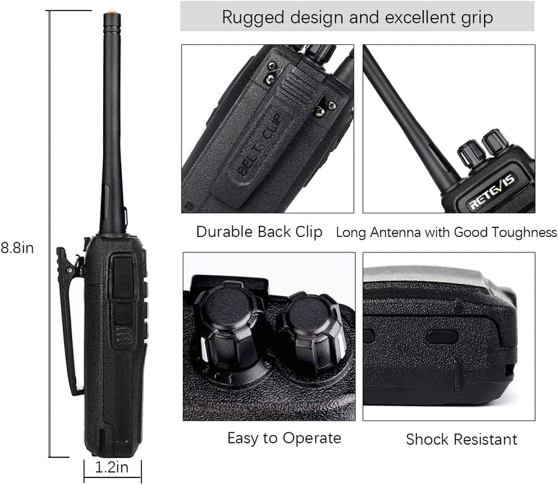 Retevis H-777S Walkie Talkies Way Radios,Two Way Radio Rechargeable Long Range,VOX Hands Free USB Charger Dock Sturdy,Workers Business Company Schoo - 4
