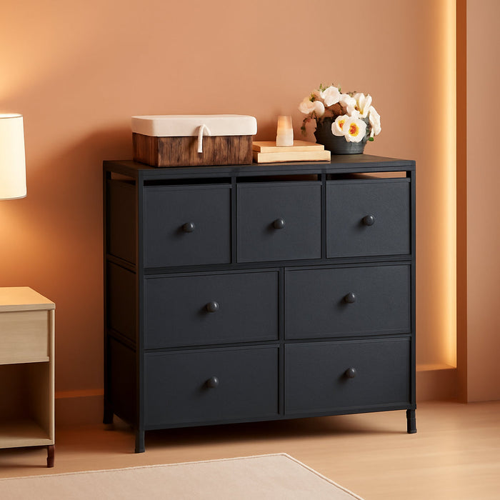 Black Grey Tall Dresser with Shelves for Bedroom & Nursery