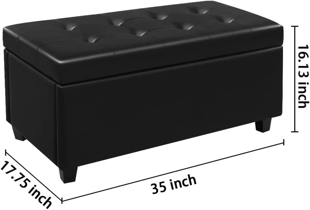 Black Lift-Top Ottoman with Storage and Upholstery