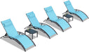 Patio Chaise Lounge Chair Set with 2 Side Table Outdoor Pool Adjustable Recliner Chairs for outside Beach Poolside Sunbathing Tanning Lounger