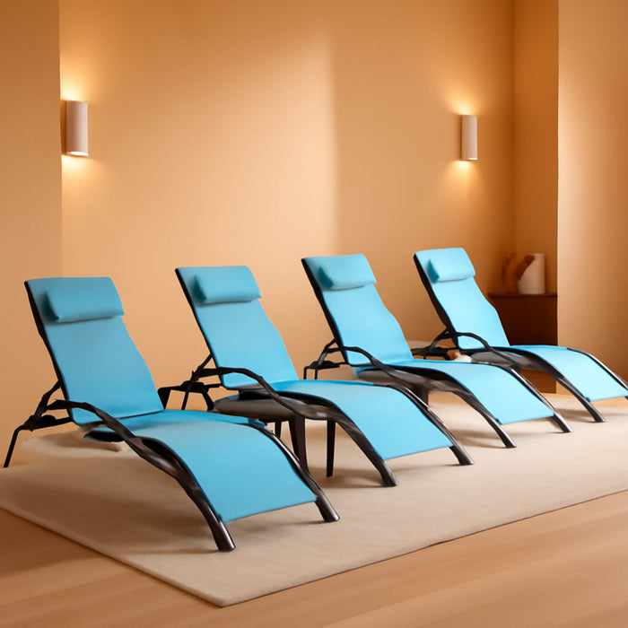 Patio Chaise Lounge Chair Set with 2 Side Table Outdoor Pool Adjustable Recliner Chairs for outside Beach Poolside Sunbathing Tanning Lounger