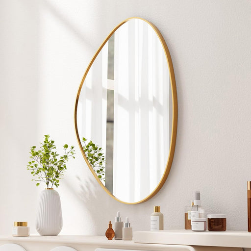 Irregular Wall Mirror Asymmetrical Mirror for Wall 23.6"X33.5" Gold Framed Wall Mirror for Living Room Bathroom Entryway Bedroom