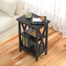 Side Table with 3-Tier Storage Shelf, Black