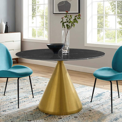 Tupelo Artificial Marble Dining Table, Gold Black, 48″