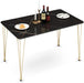 Modern Black Dining Table for 4/6, Marble Top, Gold Legs