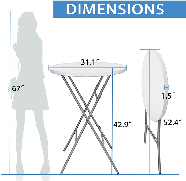 Round Plastic Folding High Top Cocktail Table