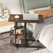 Rustic Brown Rolling C Table with Storage