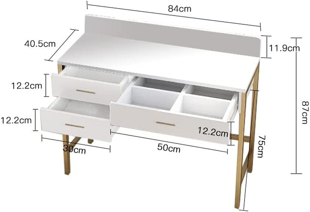 White Makeup Vanity Desk with 3 Drawers and Storage